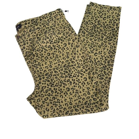 NYDJ Ami Skinny Jeans Tan Black Leopard Print Pockets Zip Button Closure 18 - Picture 1 of 16